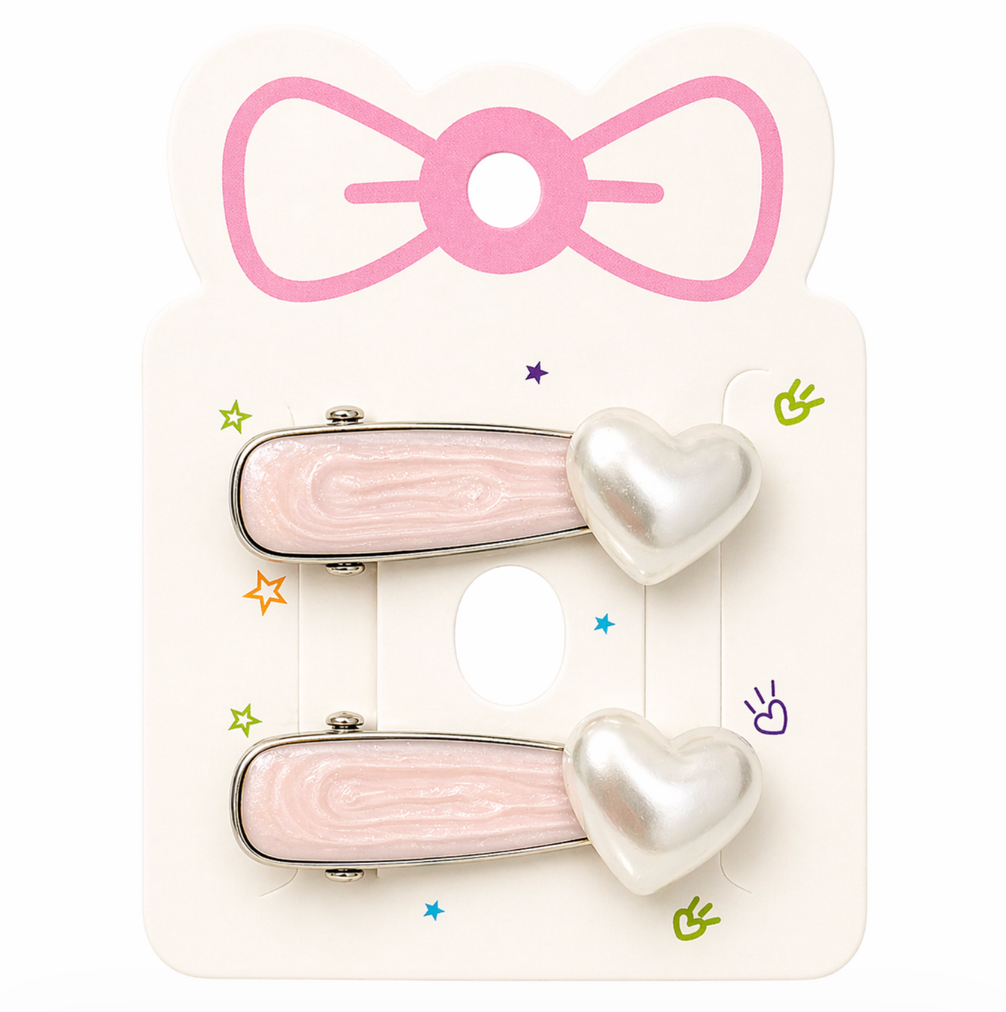 Elegant Pearl Heart Clips 2pcs