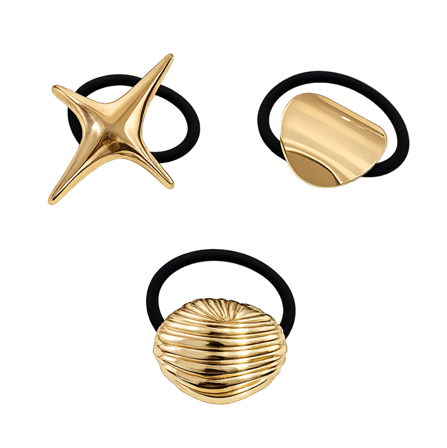 Gold Accent Hair Tie Set 3pcs