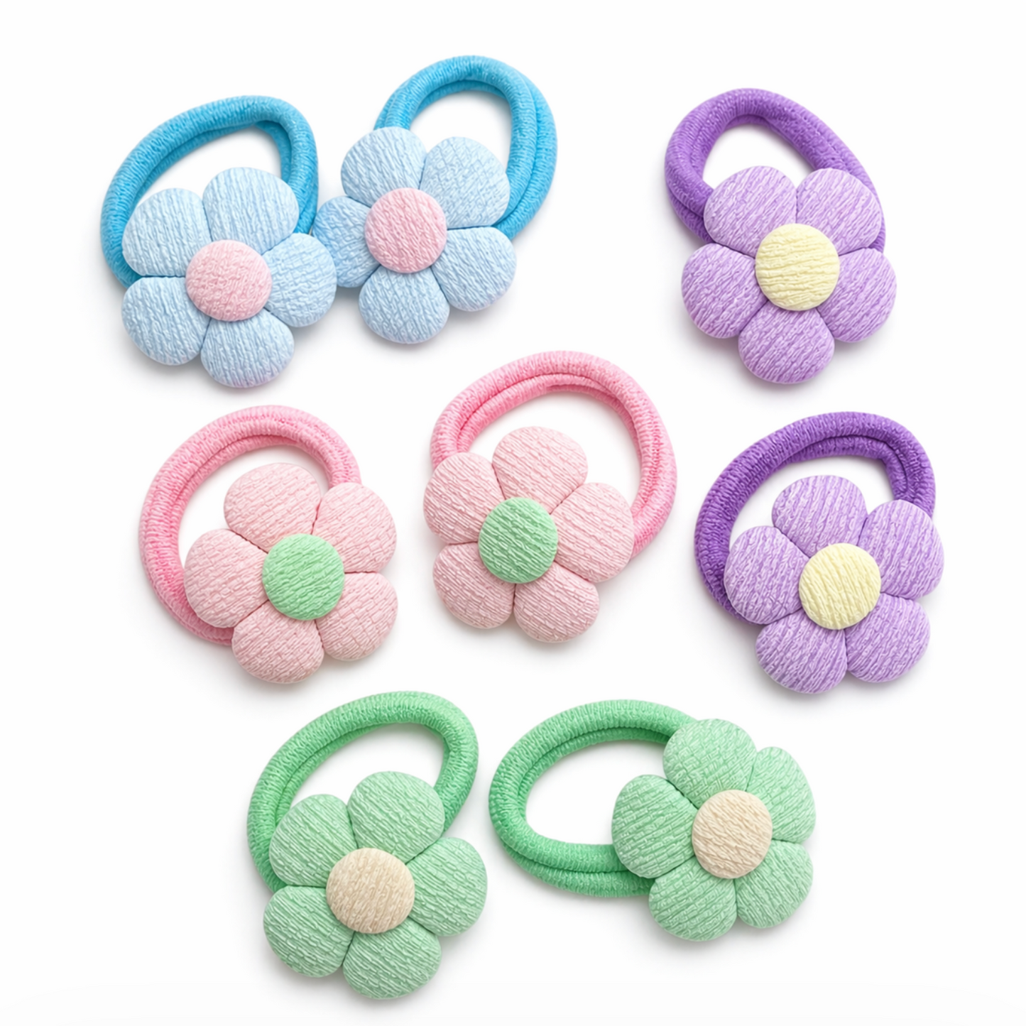Pastel Flower Hair Tie Set 8pcs