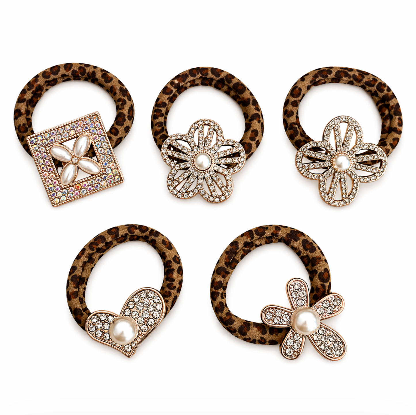 Leopard Luxe Hair Tie Set 5pcs