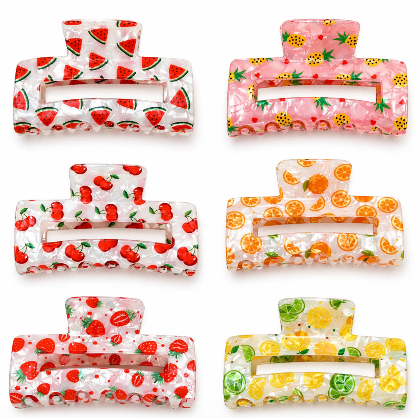 Fruit Print Hair Claw Set 6pcs