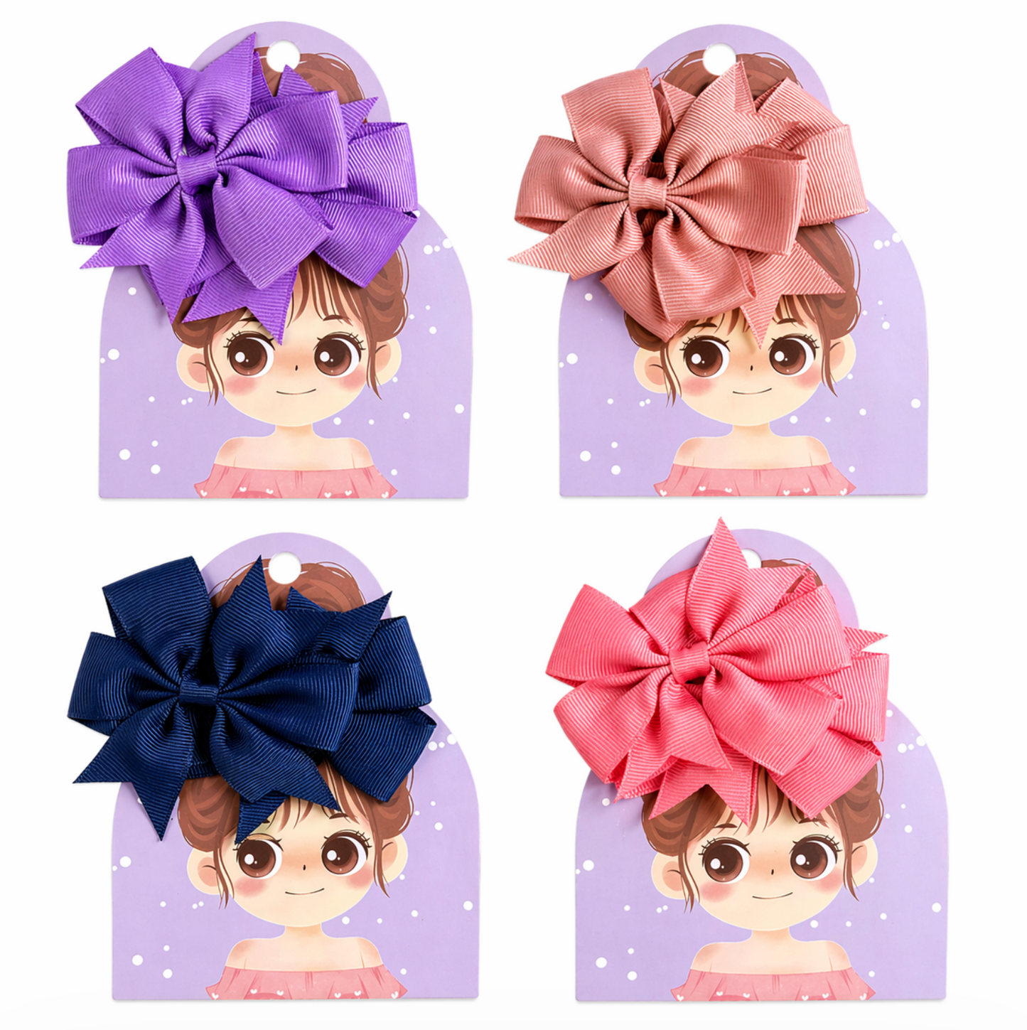 Sweet Bloom Bow Hair Clip Set 8pcs