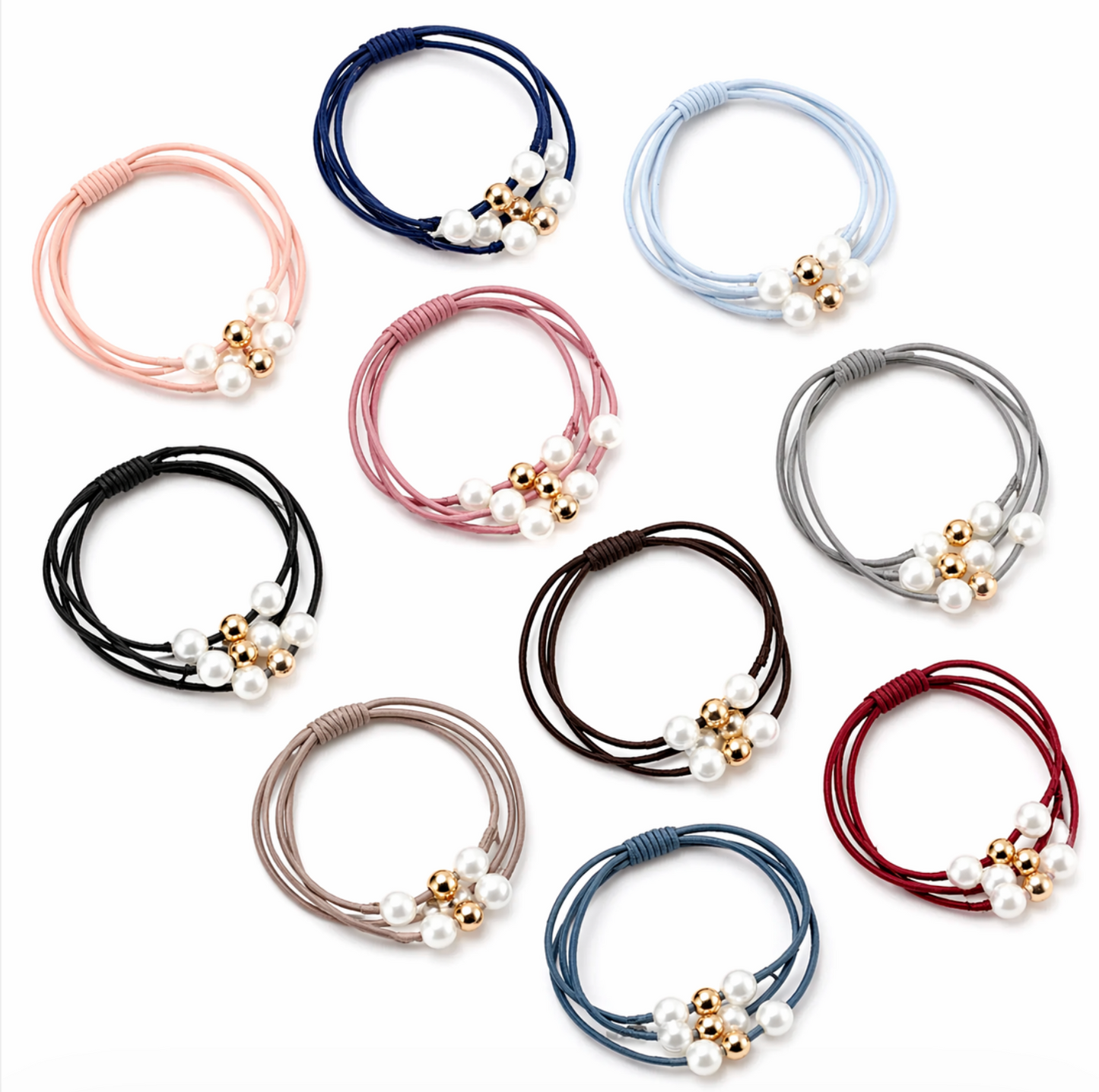 Elastic Hair Bands with Pearl 20pcs