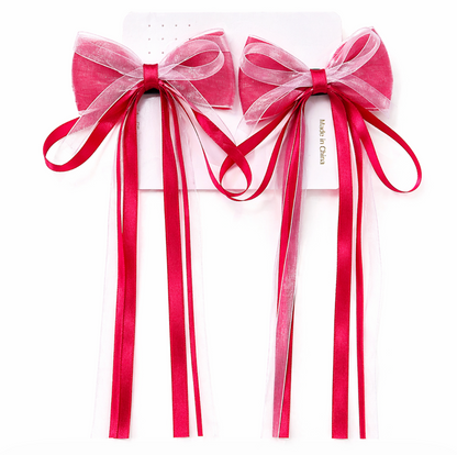 Dreamy Ribbon Bow Hair Clip Set 2pcs