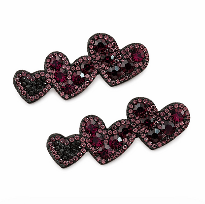 Crystal Heart Rhinestone Hair Clip Set