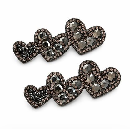 Crystal Heart Rhinestone Hair Clip Set