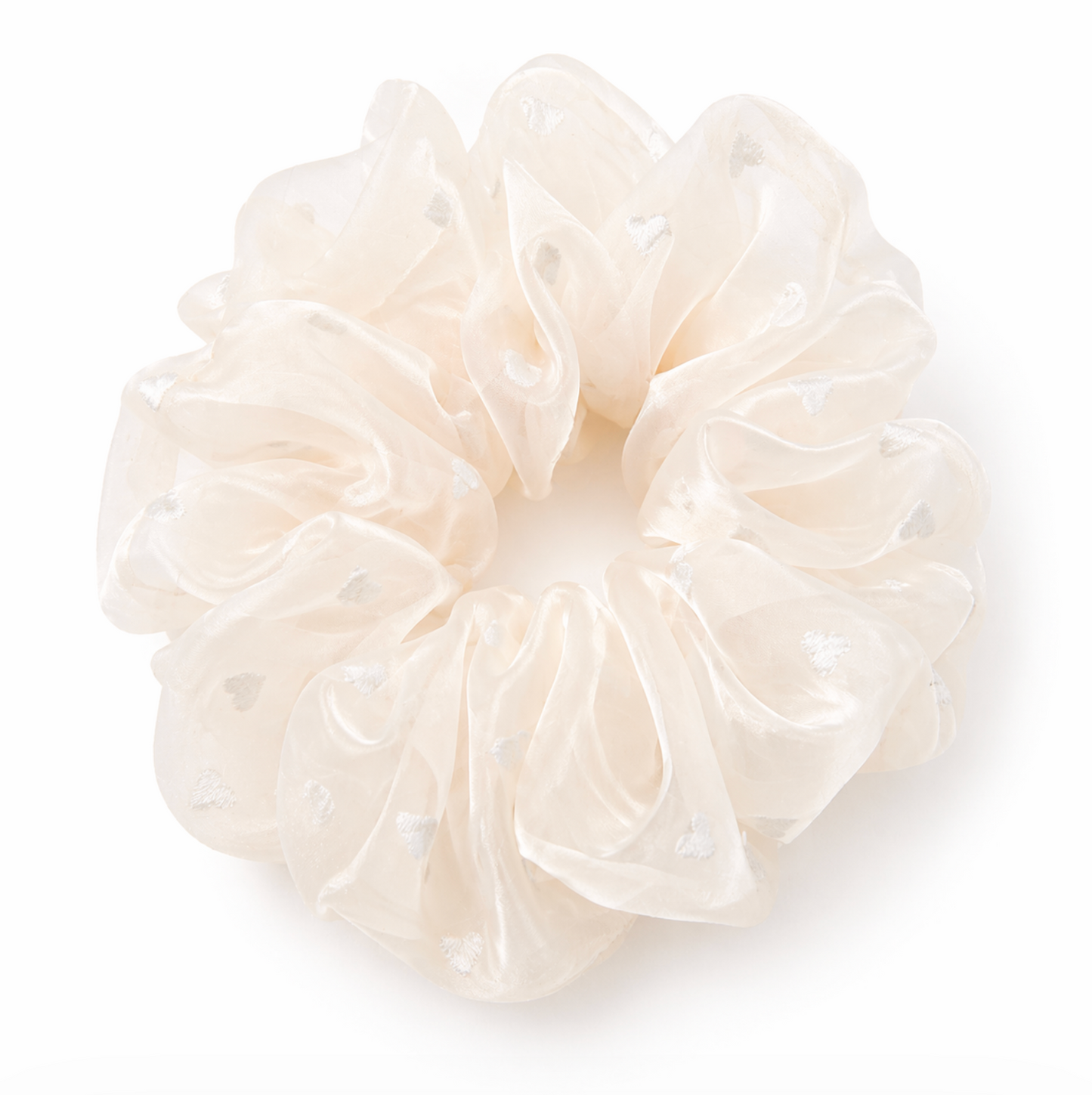Sheer Heart Organza Scrunchie