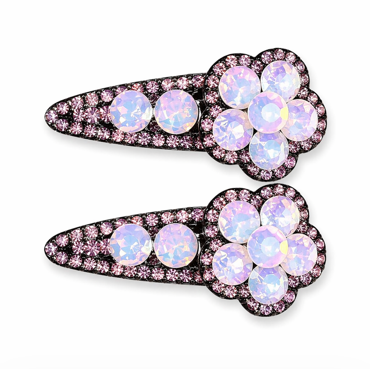 Crystal Bloom Rhinestone Hair Clip Set