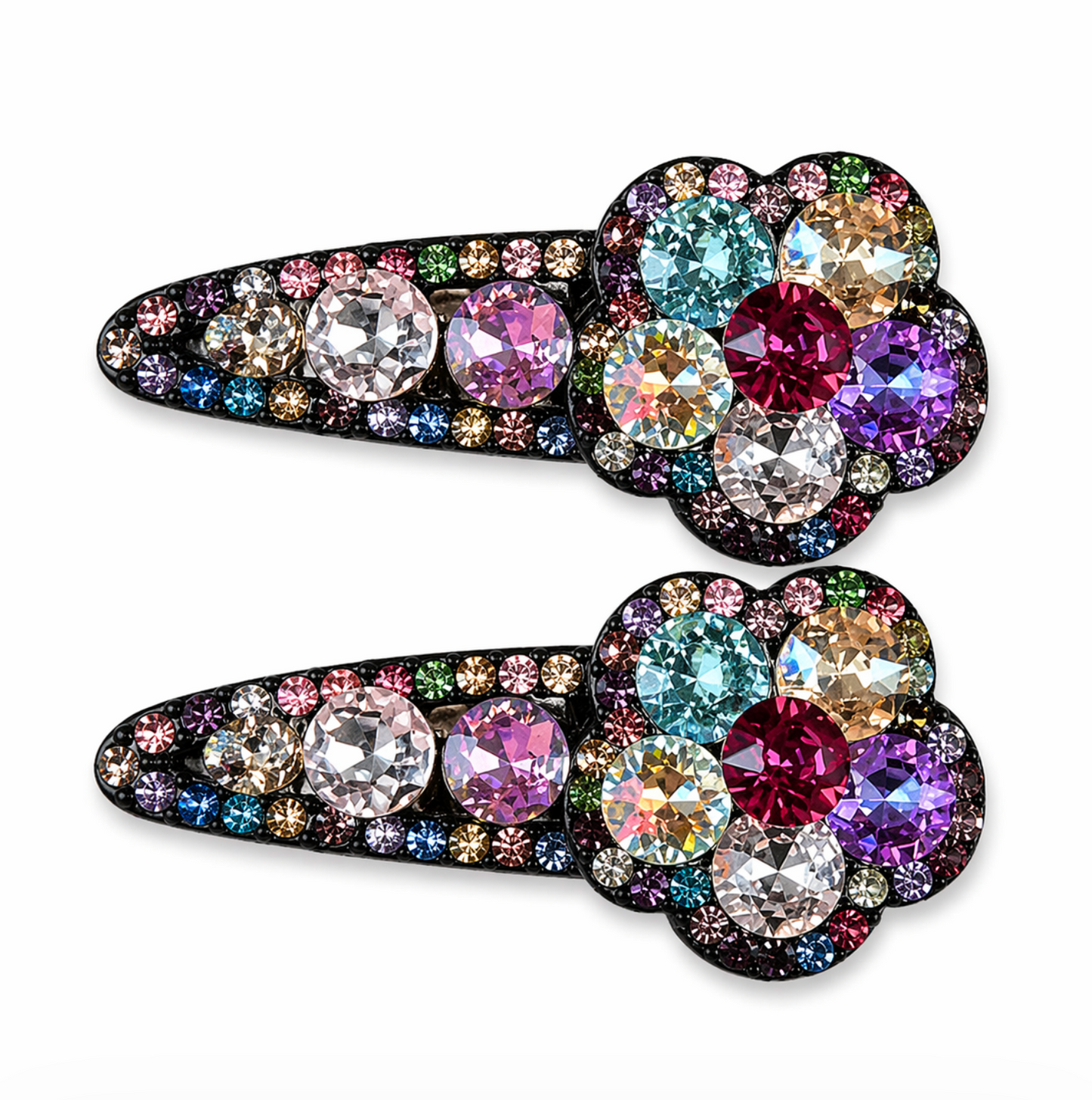 Crystal Bloom Rhinestone Hair Clip Set