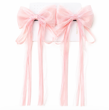 Dreamy Ribbon Bow Hair Clip Set 2pcs