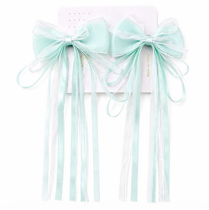 Dreamy Ribbon Bow Hair Clip Set 2pcs