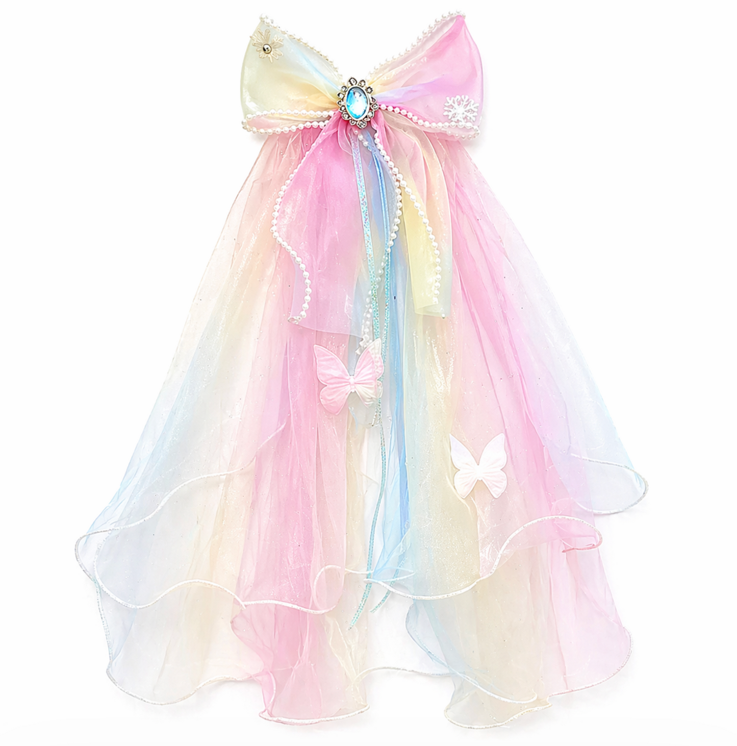 Pastel Princess Bow Veil Hair Clip