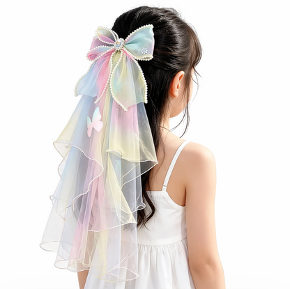 Pastel Princess Bow Veil Hair Clip