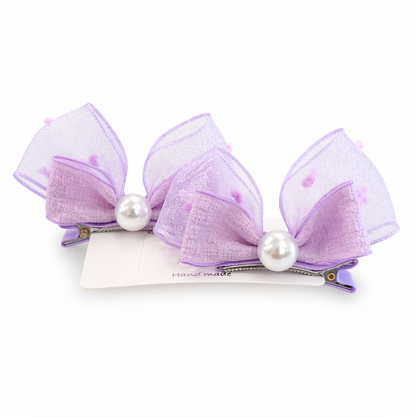 Pastel Pearl Organza Hair Clip
