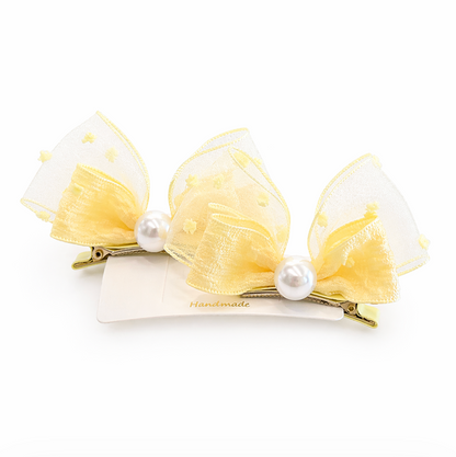 Pastel Pearl Organza Hair Clip