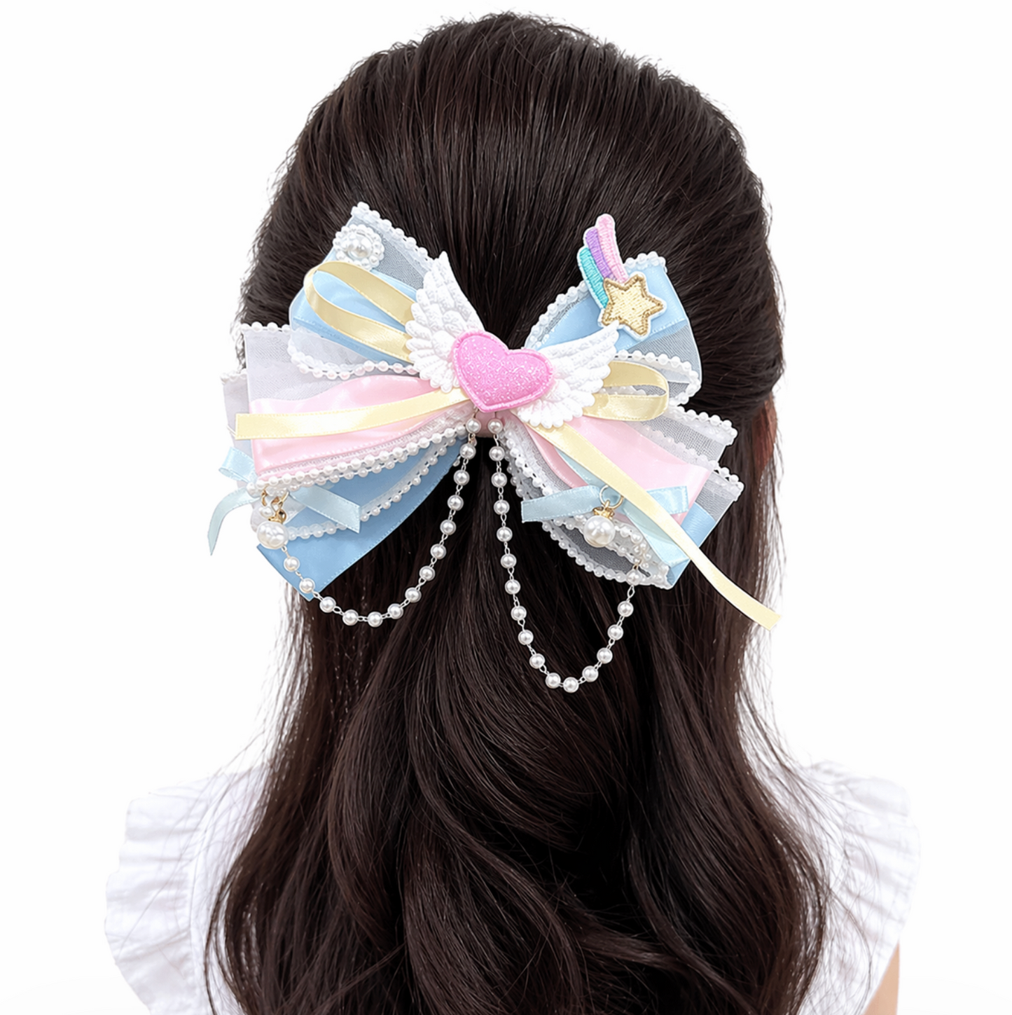 Dreamy Pastel Angel Bow Hair Clip