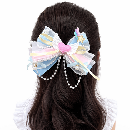 Dreamy Pastel Angel Bow Hair Clip