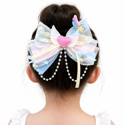 Dreamy Pastel Angel Bow Hair Clip