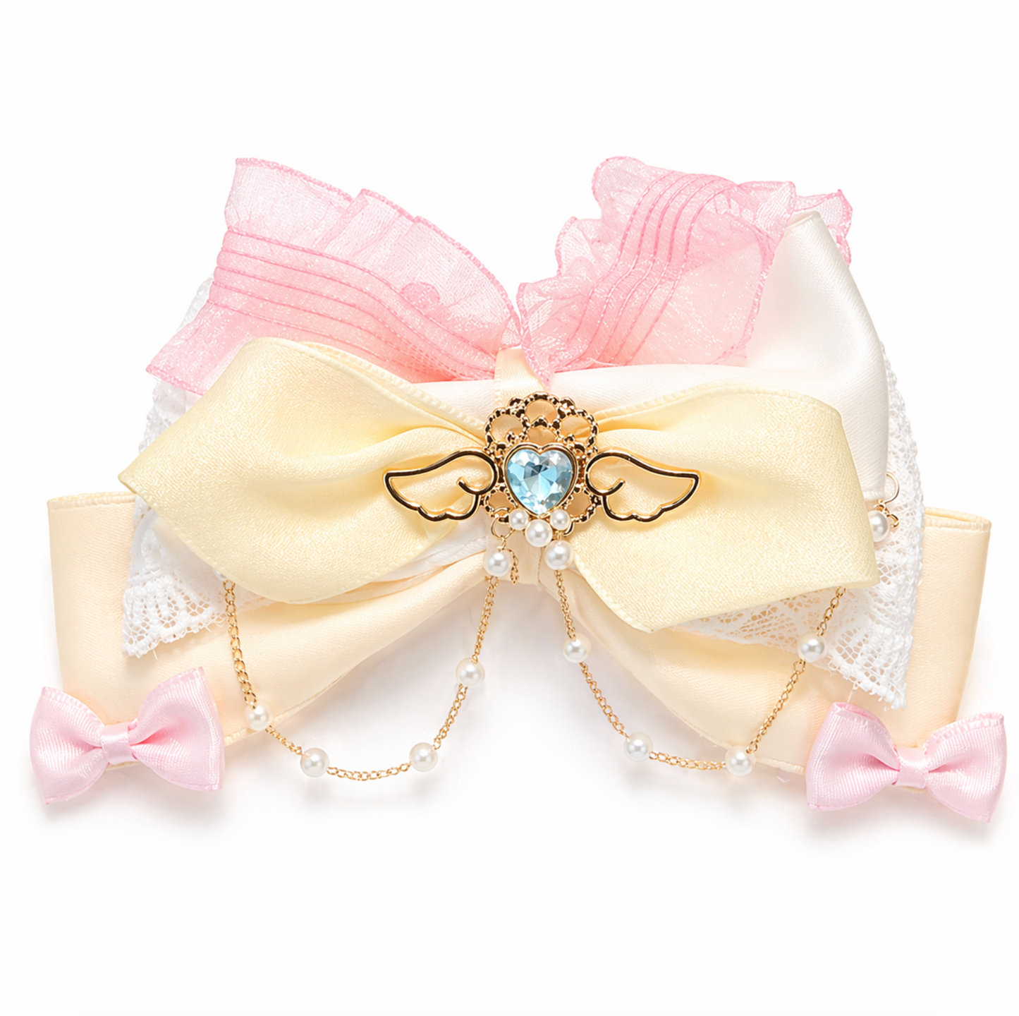 Angel Heart Pastel Bow Hair Clip
