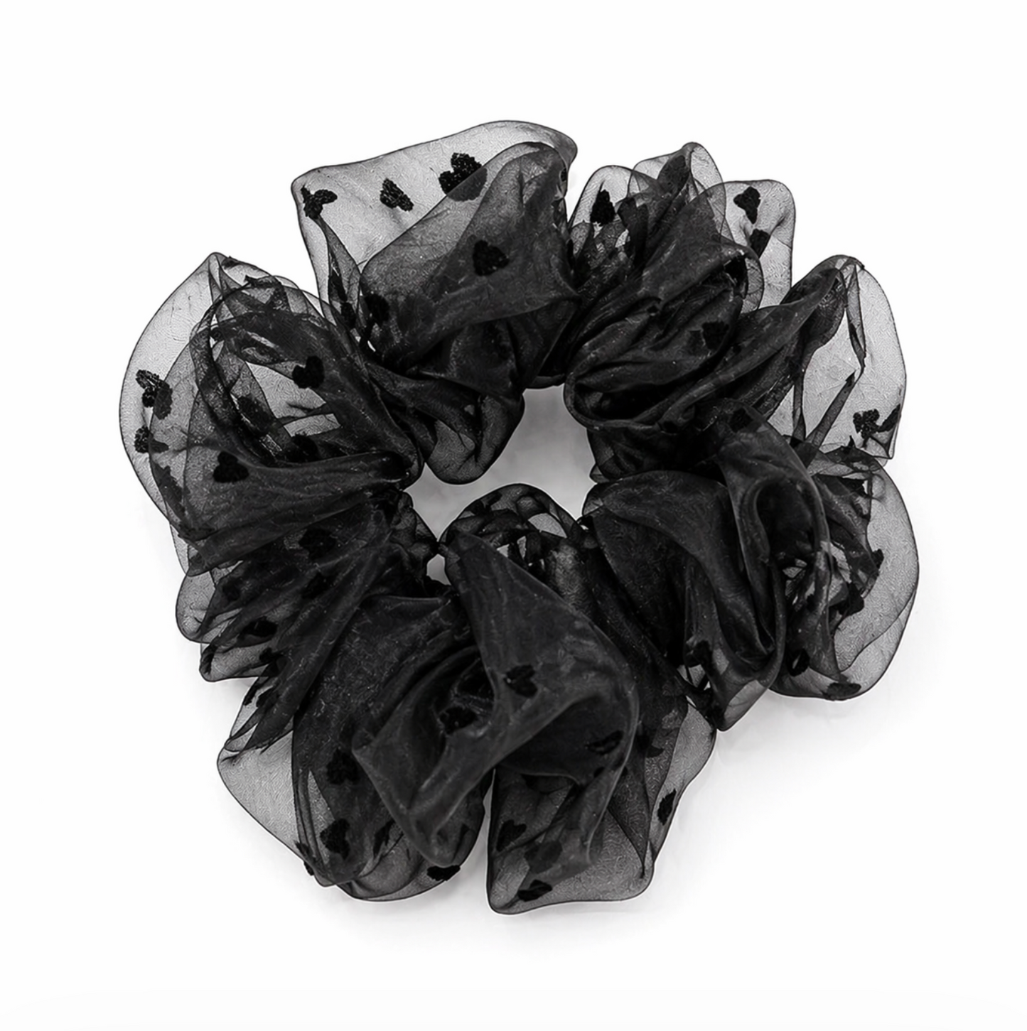 Sheer Heart Organza Scrunchie