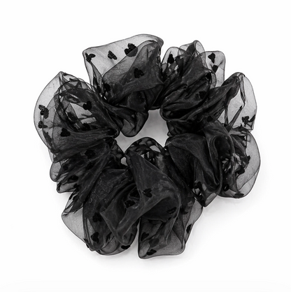 Sheer Heart Organza Scrunchie