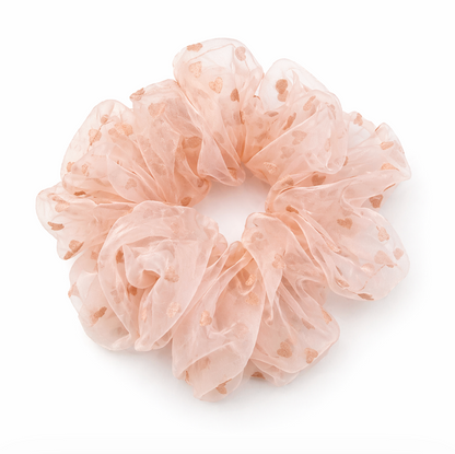 Sheer Heart Organza Scrunchie