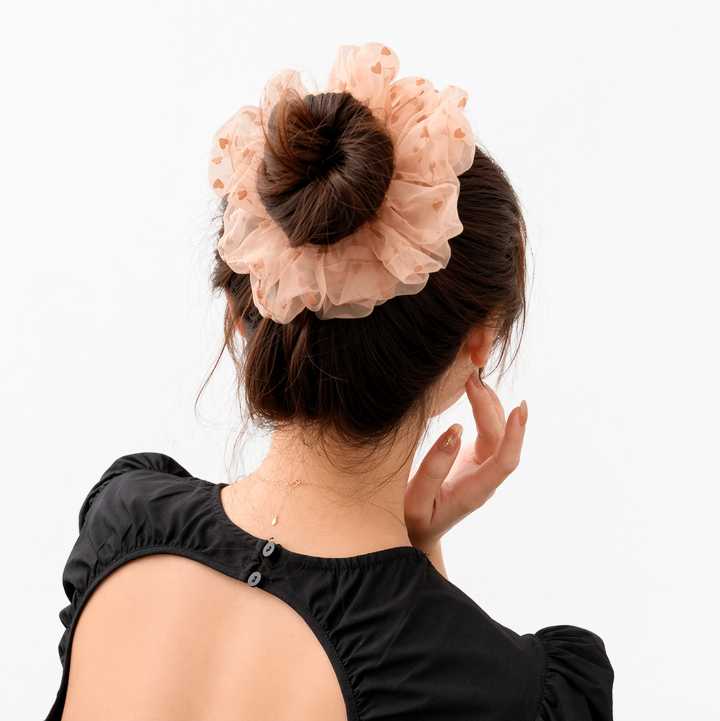 Sheer Heart Organza Scrunchie