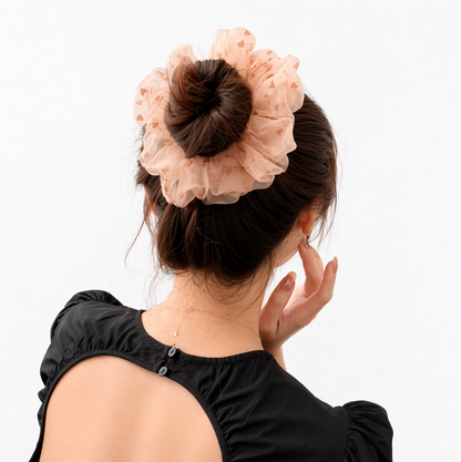 Sheer Heart Organza Scrunchie