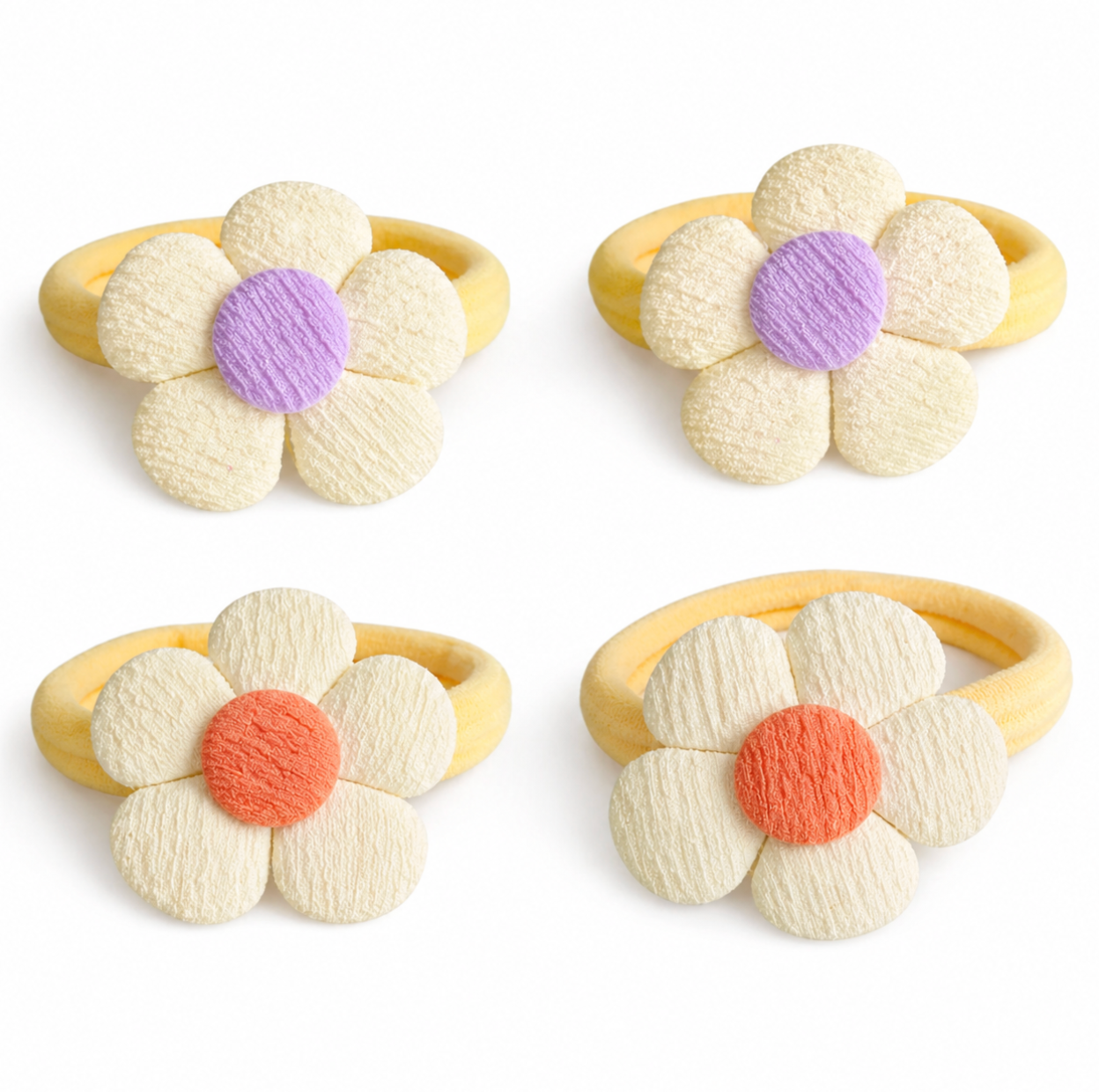 Daisy Flower Hair Tie Set 4pcs