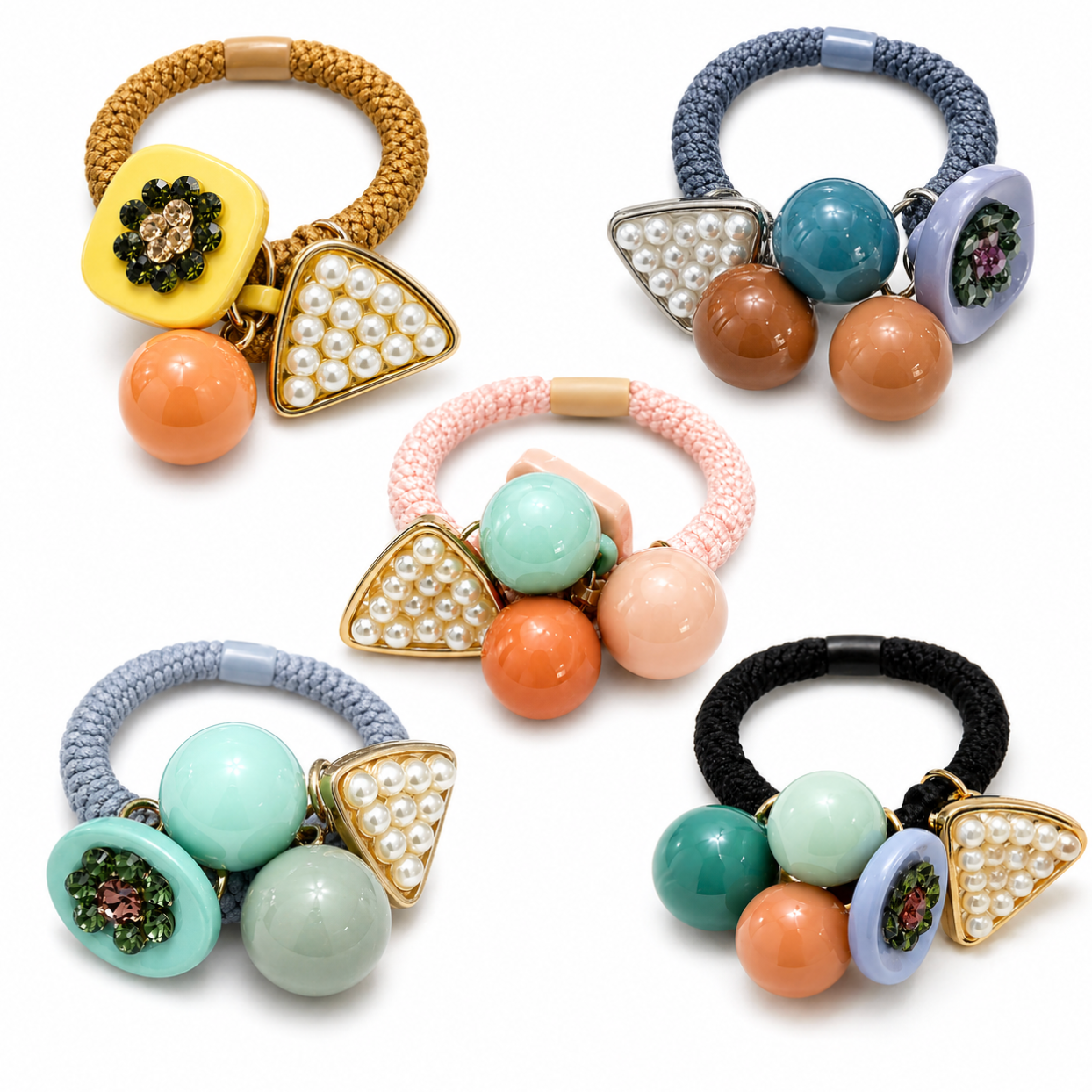Charm Cluster Hair Tie 5pcs