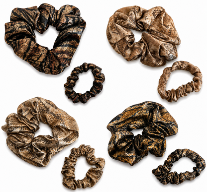 Luxe Animal Print Satin Scrunchie Set 8pcs
