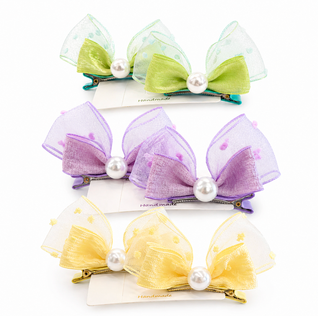 Pastel Pearl Organza Hair Clip