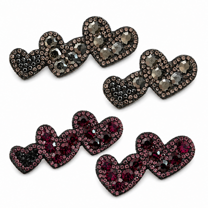 Crystal Heart Rhinestone Hair Clip Set