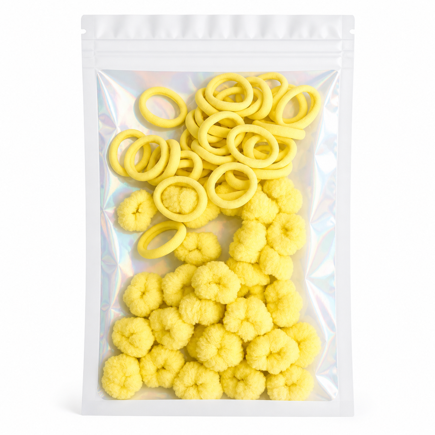 Yellow Fluffy & Classic Hair Tie Pack 60pcs