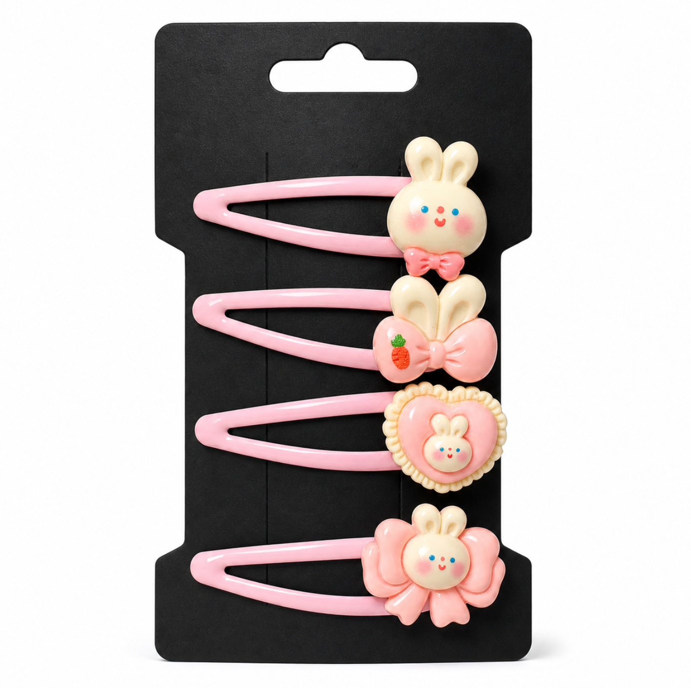 Playful Character Hair Clip Set 4pcs