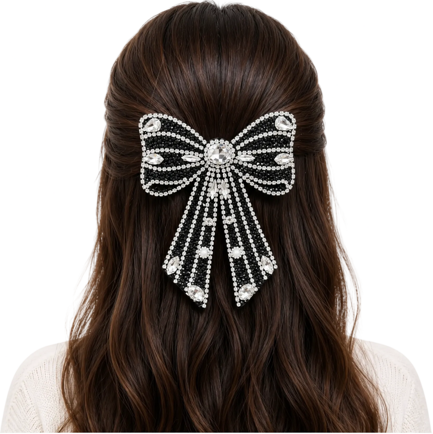 Diamond Bow Hair Clip 11.5cm