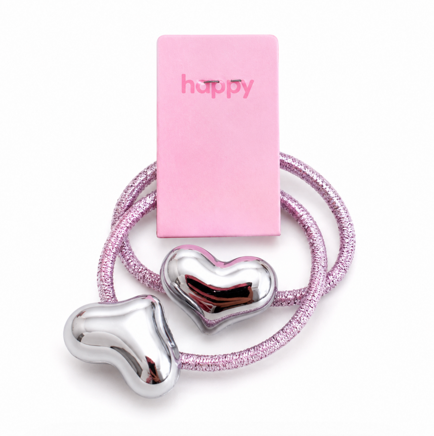 Metallic Heart Hair Tie Set