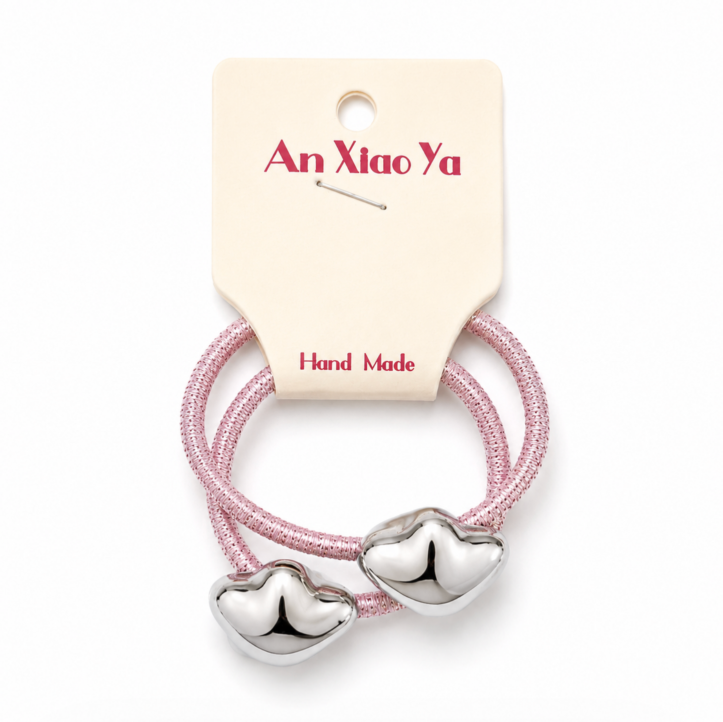 Metallic Heart Hair Tie Set