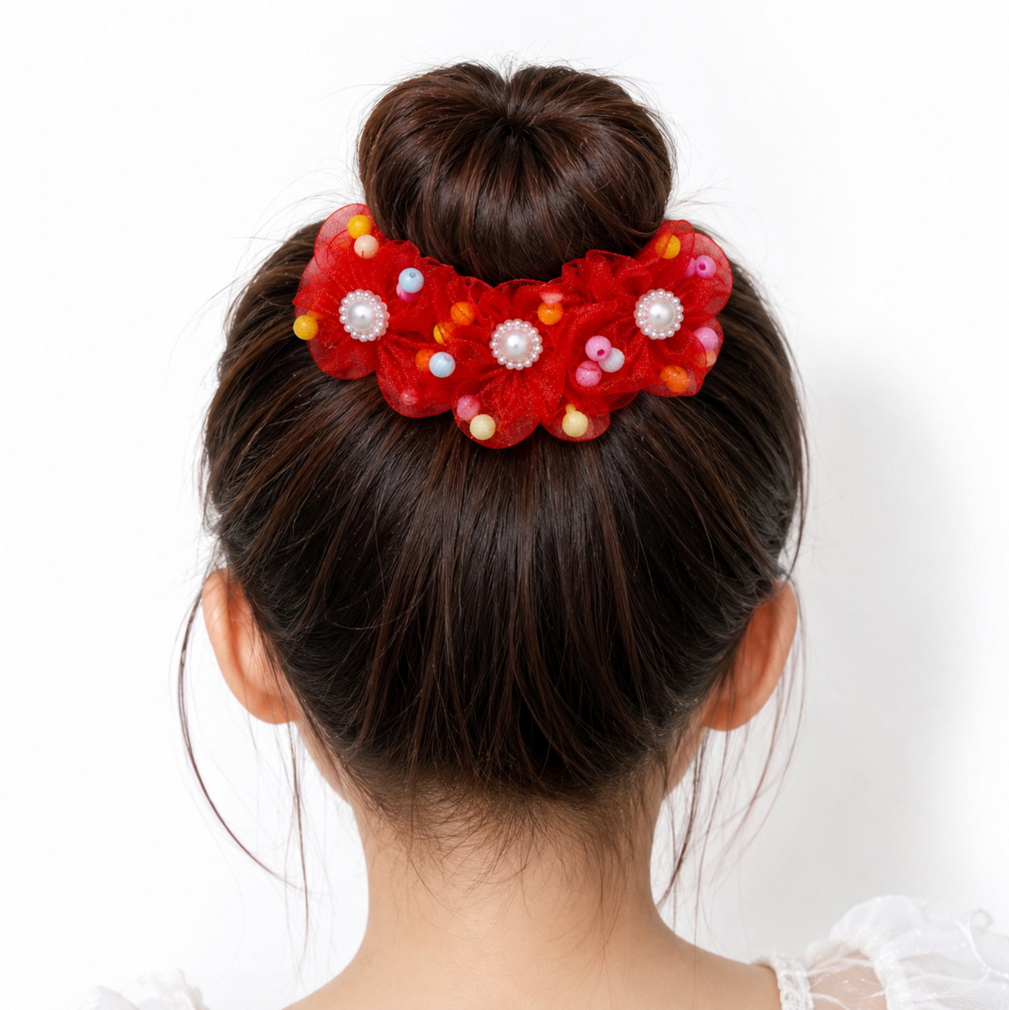 Pastel Flower Bun Scrunchie