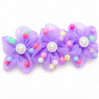 Pastel Flower Bun Scrunchie