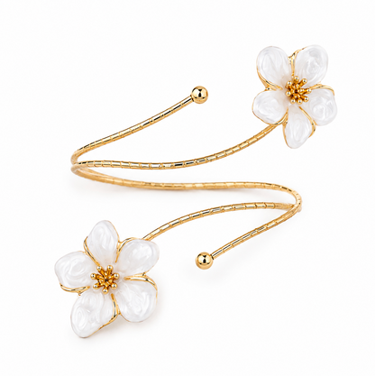 Golden Bloom Enamel Floral Arm Cuff