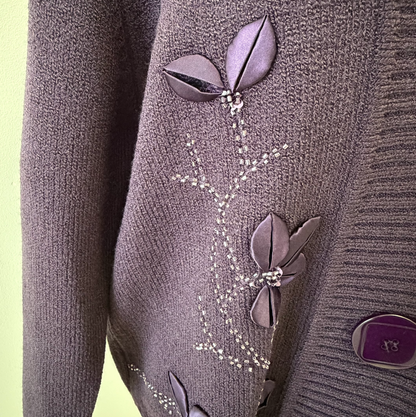 Midnight Blossom Knit Size XL Cardigan