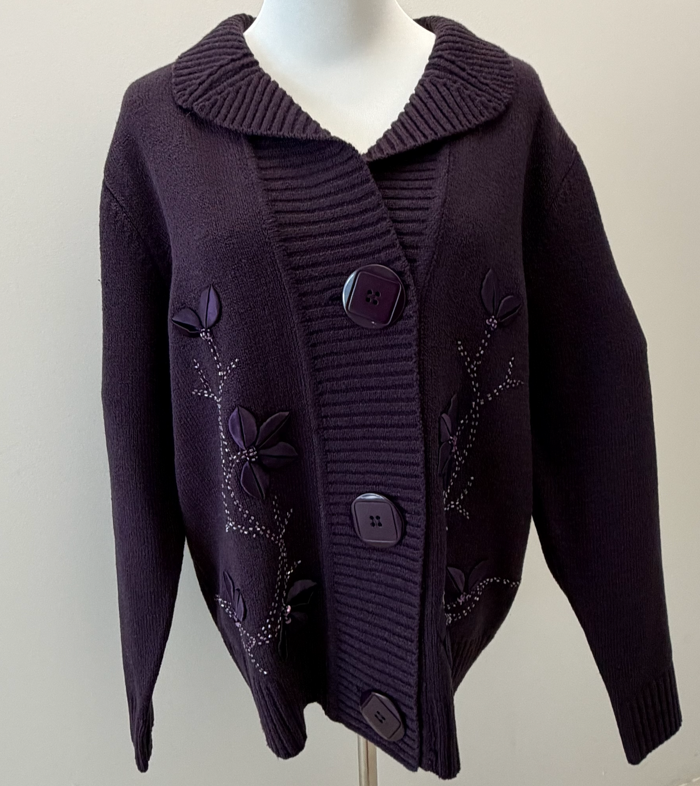 Midnight Blossom Knit Size XL Cardigan