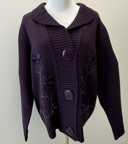 Midnight Blossom Knit Size XL Cardigan