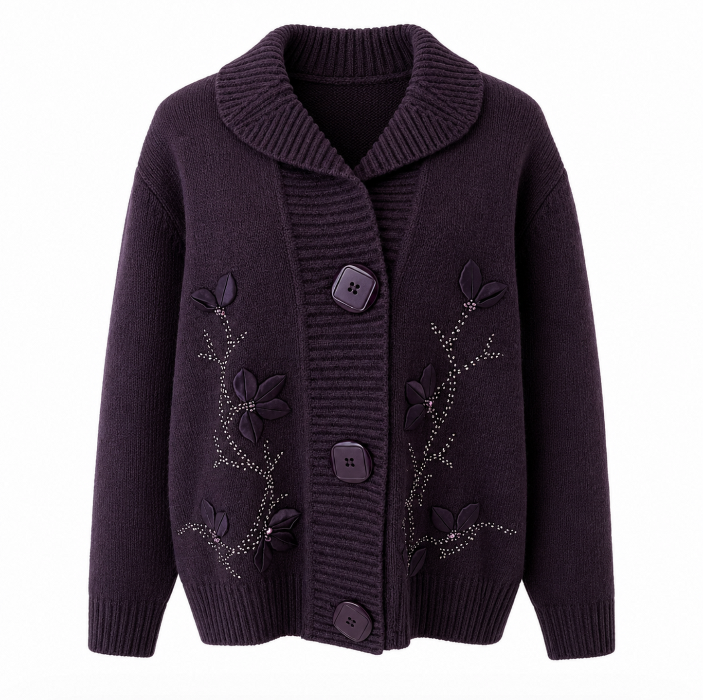 Midnight Blossom Knit Size XL Cardigan