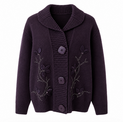 Midnight Blossom Knit Size XL Cardigan
