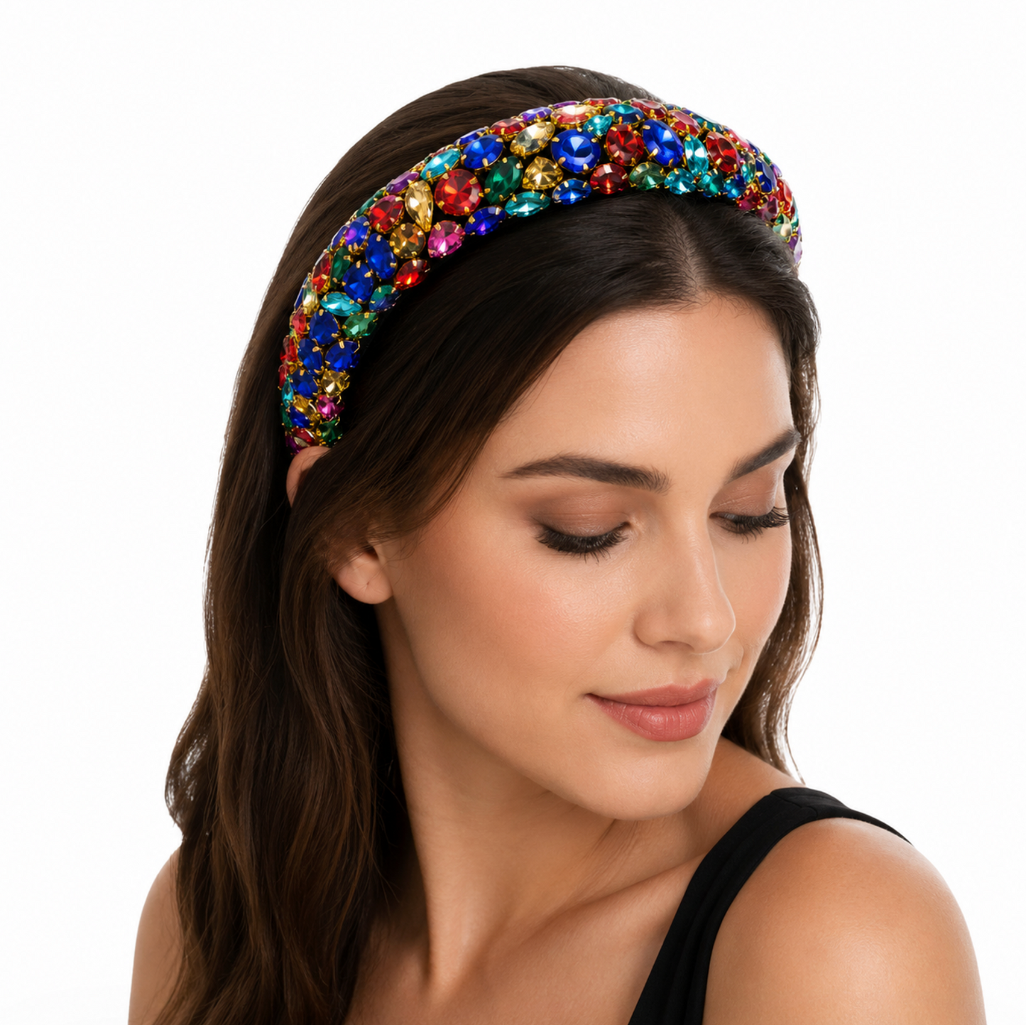 Rainbow Jewel Embellished Padded Headband
