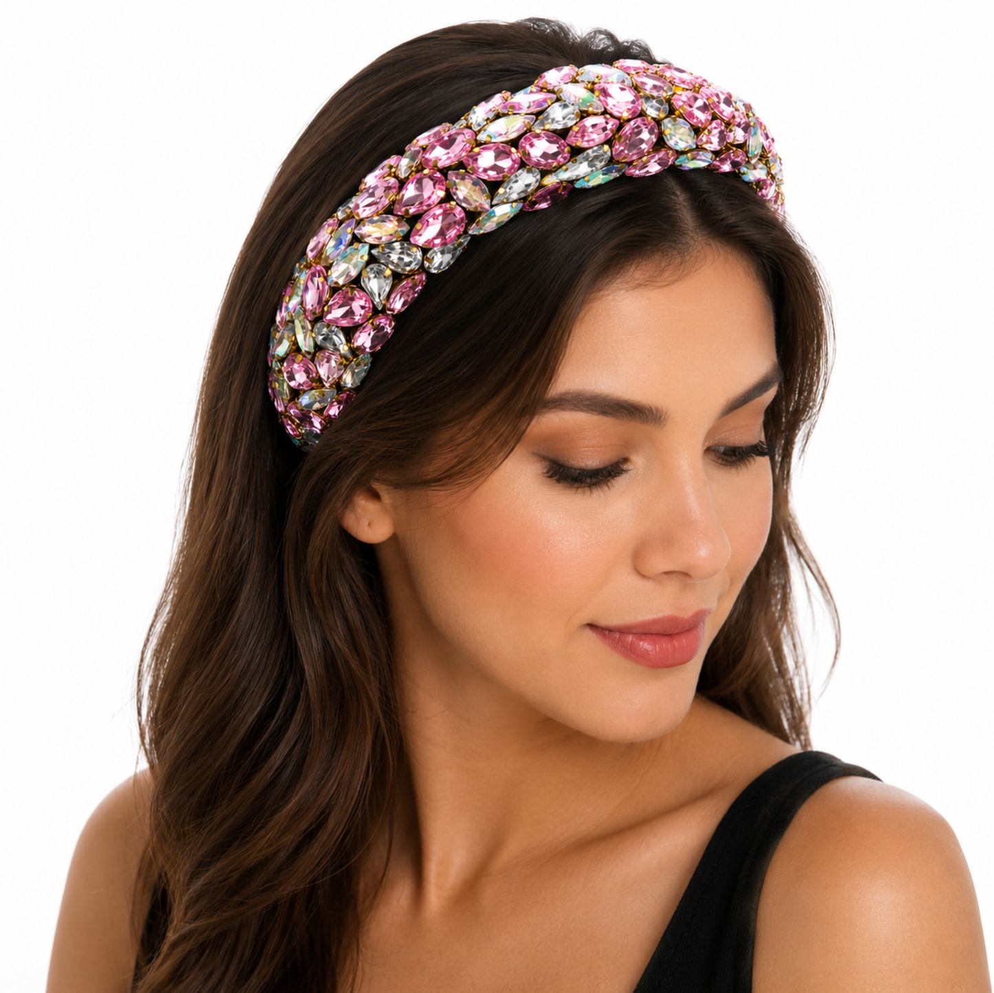 Blush Pink Crystal Embellished Padded Headband
