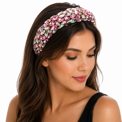 Blush Pink Crystal Embellished Padded Headband
