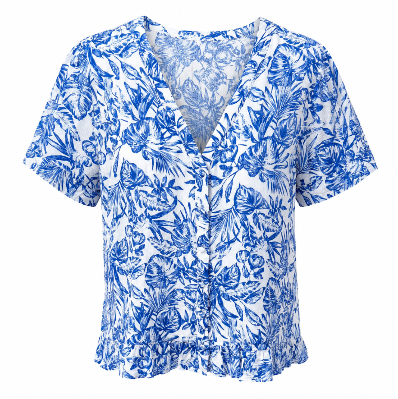 Jeanswest Blue Tropical Floral Blouse Size AU 10 Pre-Loved